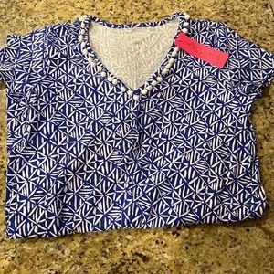 Lilly Pulitzer Etta V-Neck Dress in Corsica Blue Easy Peasy